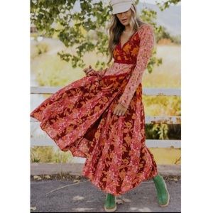 NEW! FACTORY SEALED! Free People Tilda Wrap Dress in Red Combo, XS NWT $168